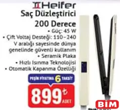 HEİFER SAÇ DÜZLEŞTİRİCİ 200 DERECE 45 W fiyat ve kampanya bilgisi